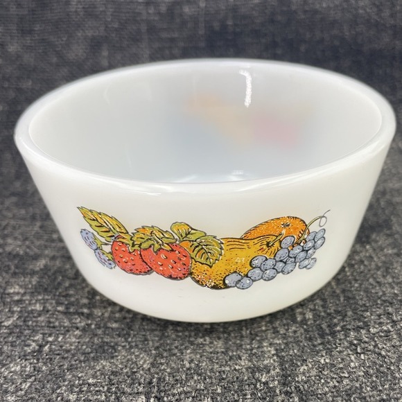 Anchor Hocking Other - Vintage Anchor Hocking Fire King 6oz White Custard Cup Bounty Fruit Pattern #434